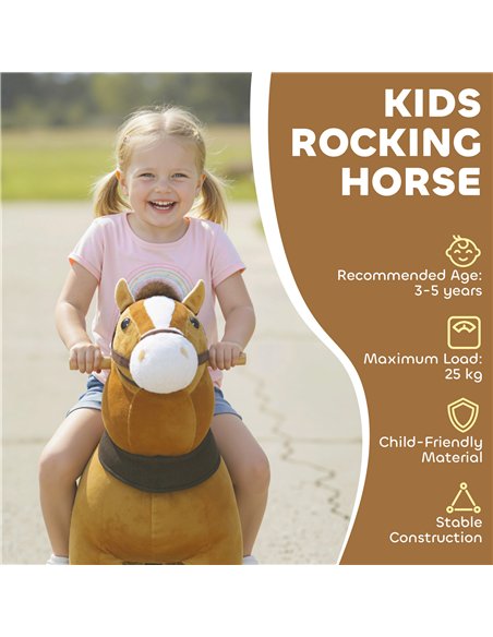 AIYAPLAY Ride On Horse, Plush Walking Horse Toy with Wheels and Saddle for Ages 3-5 Years Old, Brown - pic 174753 | FastDaddyshop