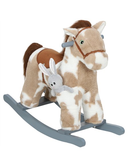 AIYAPLAY Baby Rocking Horse, Plush Animal Rocker with Realistic Sound and Toy, Rocking Toy Chair for Kids Aged 2-5, Brown - pic 174759 | FastDaddyshop