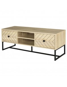 Homcom 1200mm Chevron Four-Compartment TV Stand, Brown and Black