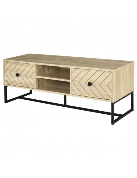 Homcom 1200mm Chevron Four-Compartment TV Stand, Brown and Black - pic 17476 | FastDaddyshop