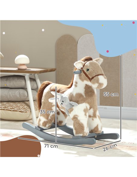 AIYAPLAY Baby Rocking Horse, Plush Animal Rocker with Realistic Sound and Toy, Rocking Toy Chair for Kids Aged 2-5, Brown - pic 174761 | FastDaddyshop