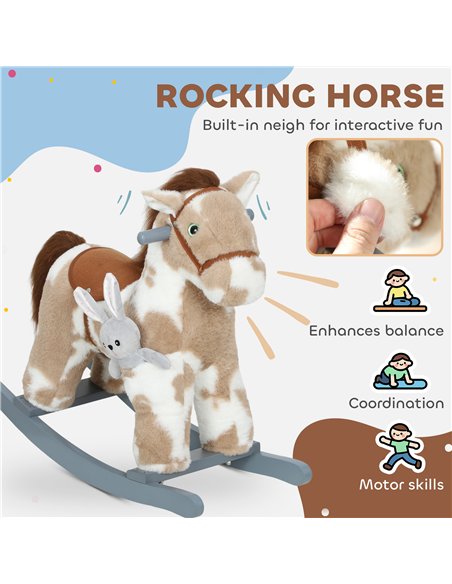 AIYAPLAY Baby Rocking Horse, Plush Animal Rocker with Realistic Sound and Toy, Rocking Toy Chair for Kids Aged 2-5, Brown - pic 174762 | FastDaddyshop