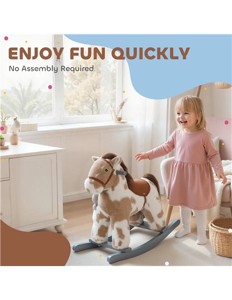 AIYAPLAY Baby Rocking Horse, Plush Animal Rocker with Realistic Sound and Toy, Rocking Toy Chair for Kids Aged 2-5, Brown - pic 174766 | FastDaddyshop