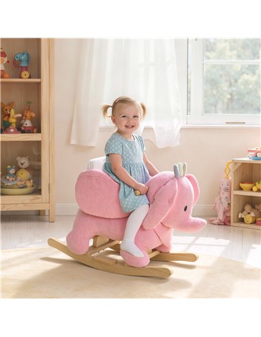 AIYAPLAY Kids Rocking Horse, Baby Ride on Elephant Rocker with Safety Belt and Sound for Toddlers 18 to 36 Months, Pink