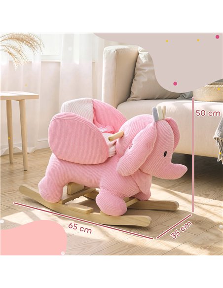 AIYAPLAY Kids Rocking Horse, Baby Ride on Elephant Rocker with Safety Belt and Sound for Toddlers 18 to 36 Months, Pink - pic 174770 | FastDaddyshop
