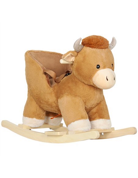 AIYAPLAY Baby Rocking Horse with Safety Belt, Wood Base, Animal Rocker for Children, Brown - pic 174777 | FastDaddyshop