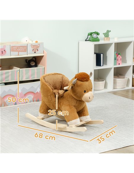 AIYAPLAY Baby Rocking Horse with Safety Belt, Wood Base, Animal Rocker for Children, Brown - pic 174779 | FastDaddyshop