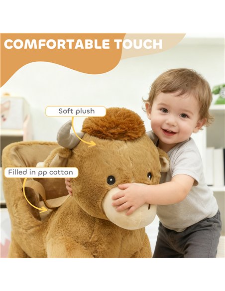 AIYAPLAY Baby Rocking Horse with Safety Belt, Wood Base, Animal Rocker for Children, Brown - pic 174782 | FastDaddyshop