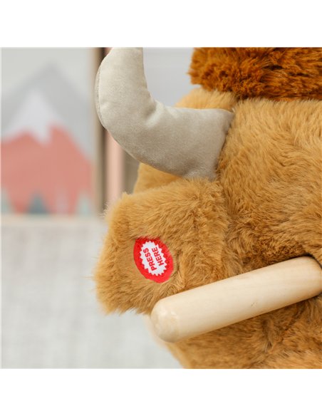 AIYAPLAY Baby Rocking Horse with Safety Belt, Wood Base, Animal Rocker for Children, Brown - pic 174784 | FastDaddyshop