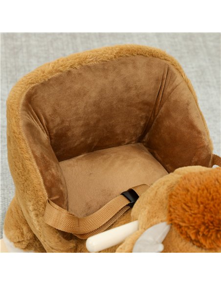 AIYAPLAY Baby Rocking Horse with Safety Belt, Wood Base, Animal Rocker for Children, Brown - pic 174785 | FastDaddyshop