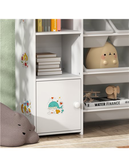 AIYAPLAY Kids Toy Organizers and Storage with 8 Removable Storage Bins and Bookshelf, White - pic 174794 | FastDaddyshop