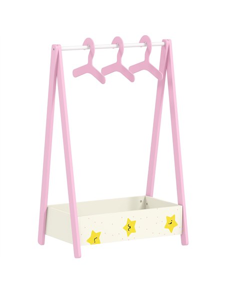 AIYAPLAY Baby Clothing Rack with Hangers, Storage Shelf for Bedroom, Star Theme, for Ages 3-6, Pink - pic 174804 | FastDaddyshop