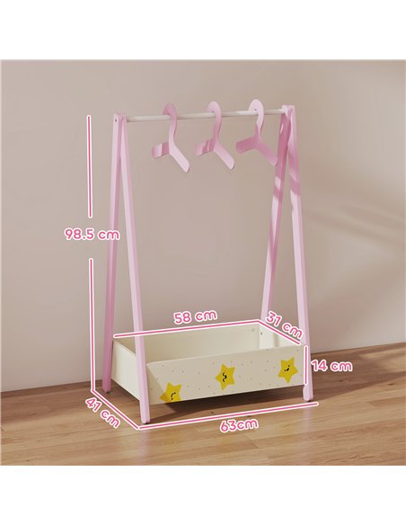 AIYAPLAY Baby Clothing Rack with Hangers, Storage Shelf for Bedroom, Star Theme, for Ages 3-6, Pink - pic 174806 | FastDaddyshop