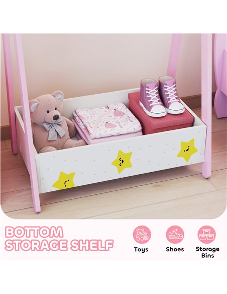 AIYAPLAY Baby Clothing Rack with Hangers, Storage Shelf for Bedroom, Star Theme, for Ages 3-6, Pink - pic 174808 | FastDaddyshop