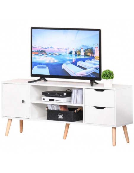 Homcom 1200mm Scandinavian-Style TV Stand with Drawers & Cabinet, White - pic 17481 | FastDaddyshop