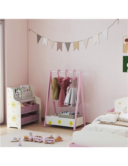 AIYAPLAY Baby Clothing Rack with Hangers, Storage Shelf for Bedroom, Star Theme, for Ages 3-6, Pink - pic 174812 | FastDaddyshop