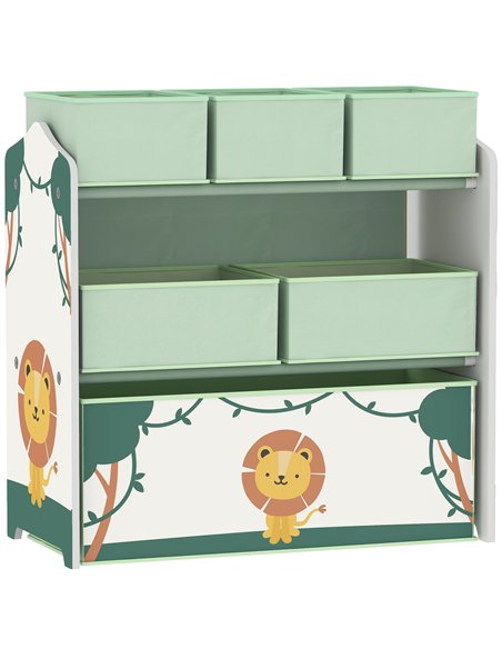 AIYAPLAY Kids Toy Storage Units, 3-Tier Toy Organiser Shelf with 6 Removable Boxes for Kids, Bedroom, Playroom, Green - pic 174813 | FastDaddyshop