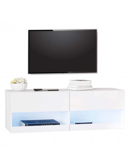 Homcom 1200mm Wall Mount TV Stand Entertainment Center with 20 Colors LED Lights, Storage & Cable Holes - pic 17482 | FastDaddyshop