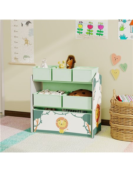 AIYAPLAY Kids Toy Storage Units, 3-Tier Toy Organiser Shelf with 6 Removable Boxes for Kids, Bedroom, Playroom, Green - pic 174820 | FastDaddyshop