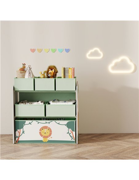AIYAPLAY Kids Toy Storage Units, 3-Tier Toy Organiser Shelf with 6 Removable Boxes for Kids, Bedroom, Playroom, Green - pic 174821 | FastDaddyshop
