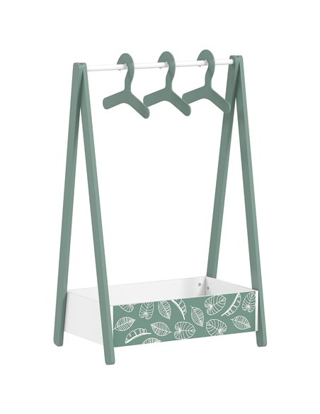 AIYAPLAY Baby Clothing Rack with Hangers, Storage Shelf for Bedroom, Leaf Theme, for Ages 3-6, Green - pic 174822 | FastDaddyshop