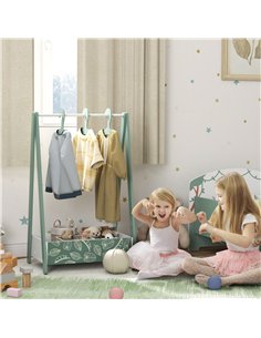 AIYAPLAY Baby Clothing Rack with Hangers, Storage Shelf for Bedroom, Leaf Theme, for Ages 3-6, Green 2