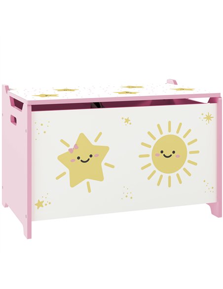 AIYAPLAY Toy Box with Lid, Safety Hinges and Groove Handles, Toy Storage organiser for Kids, Living Room, Playroom, Pink - pic 174831 | FastDaddyshop