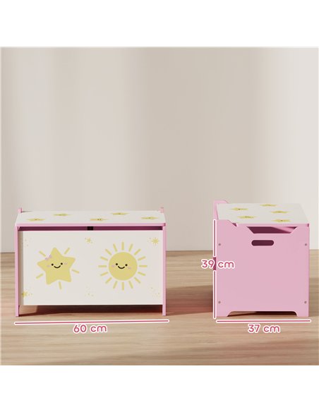AIYAPLAY Toy Box with Lid, Safety Hinges and Groove Handles, Toy Storage organiser for Kids, Living Room, Playroom, Pink - pic 174833 | FastDaddyshop