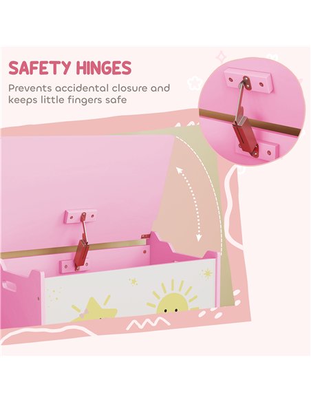 AIYAPLAY Toy Box with Lid, Safety Hinges and Groove Handles, Toy Storage organiser for Kids, Living Room, Playroom, Pink - pic 174835 | FastDaddyshop