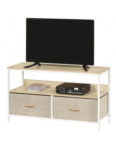 Homcom 980mm Minimalistic Wood-Effect TV Stand with Drawers, Maple - Light Grey