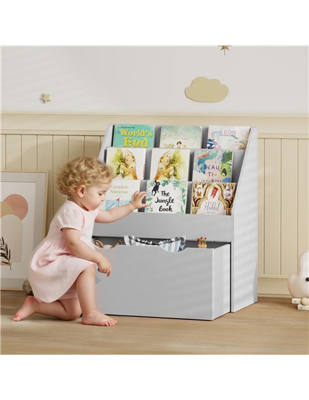 AIYAPLAY Bookcase for Kids with Shelves, Drawer, Bookcase for Bedroom, Playroom, Grey - pic 174850 | FastDaddyshop