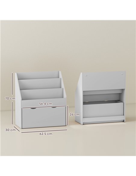 AIYAPLAY Bookcase for Kids with Shelves, Drawer, Bookcase for Bedroom, Playroom, Grey - pic 174851 | FastDaddyshop