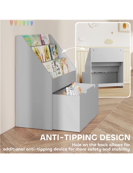 AIYAPLAY Bookcase for Kids with Shelves, Drawer, Bookcase for Bedroom, Playroom, Grey - pic 174853 | FastDaddyshop