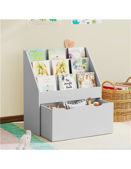 AIYAPLAY Bookcase for Kids with Shelves, Drawer, Bookcase for Bedroom, Playroom, Grey - pic 174856 | FastDaddyshop