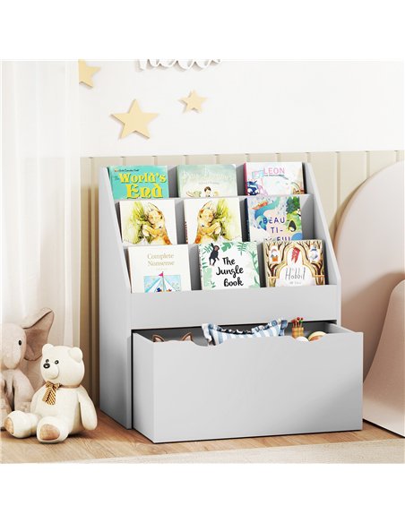 AIYAPLAY Bookcase for Kids with Shelves, Drawer, Bookcase for Bedroom, Playroom, Grey - pic 174857 | FastDaddyshop