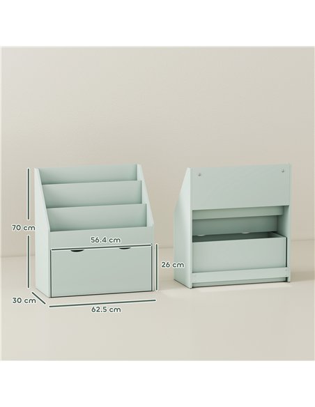 AIYAPLAY Bookcase for Kids with Shelves, Drawer, Bookcase for Bedroom, Playroom, Green - pic 174860 | FastDaddyshop