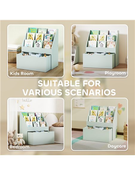 AIYAPLAY Bookcase for Kids with Shelves, Drawer, Bookcase for Bedroom, Playroom, Green - pic 174864 | FastDaddyshop
