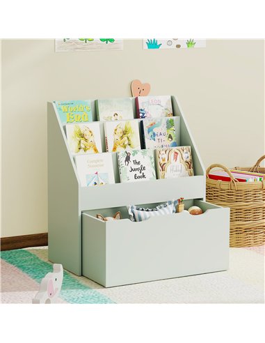 AIYAPLAY Bookcase for Kids with Shelves, Drawer, Bookcase for Bedroom, Playroom, Green