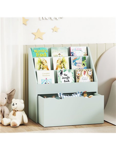 AIYAPLAY Bookcase for Kids with Shelves, Drawer, Bookcase for Bedroom, Playroom, Green - pic 174866 | FastDaddyshop