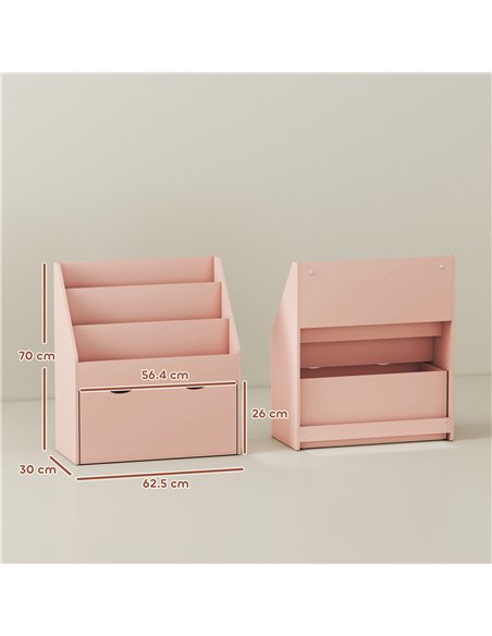 AIYAPLAY Bookcase for Kids with Shelves, Drawer, Bookcase for Bedroom, Playroom, Pink - pic 174869 | FastDaddyshop