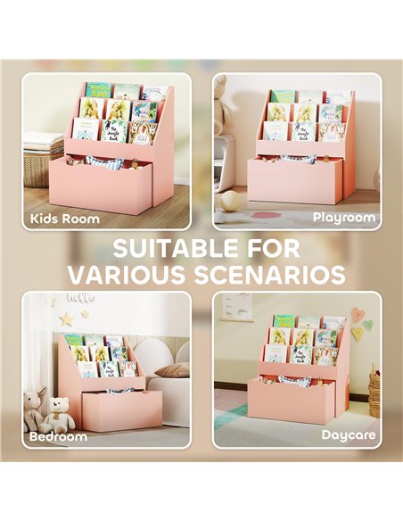AIYAPLAY Bookcase for Kids with Shelves, Drawer, Bookcase for Bedroom, Playroom, Pink - pic 174873 | FastDaddyshop