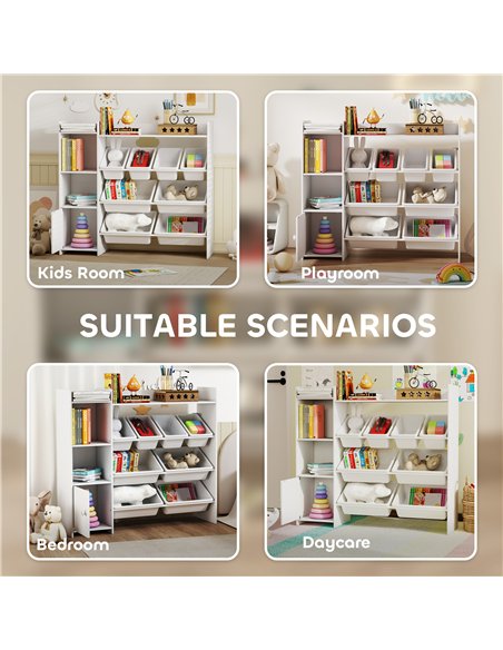 AIYAPLAY Toy Storage Unit with 8 Removable Bins, Storage Shelves, Cabinet, White - pic 174882 | FastDaddyshop