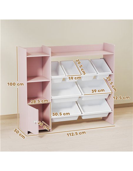 AIYAPLAY Toy Storage Unit with 8 Removable Bins, Storage Shelves, Cabinet, Pink - pic 174896 | FastDaddyshop