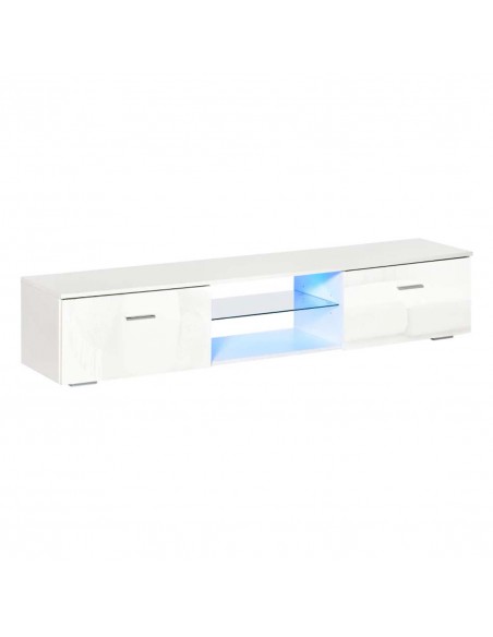 Homcom 1600mm TV Stand Cabinet with LED RGB Lights and Remote Control, White - pic 17490 | FastDaddyshop