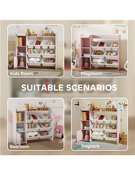 AIYAPLAY Toy Storage Unit with 8 Removable Bins, Storage Shelves, Cabinet, Pink - pic 174900 | FastDaddyshop