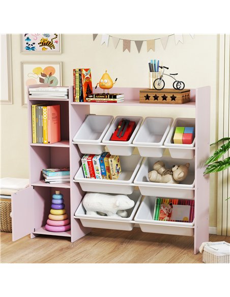 AIYAPLAY Toy Storage Unit with 8 Removable Bins, Storage Shelves, Cabinet, Pink - pic 174901 | FastDaddyshop