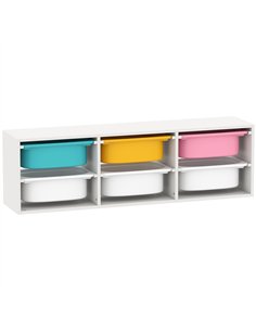 AIYAPLAY Low Height 2 Tiers Storage Organiser, Kids Toy Storage Unit with 6 Removable Bins for Bedroom, Nursery, Playroom