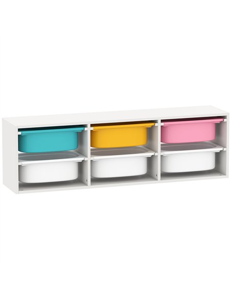AIYAPLAY Low Height 2 Tiers Storage Organiser, Kids Toy Storage Unit with 6 Removable Bins for Bedroom, Nursery, Playroom - pic 174912 | FastDaddyshop