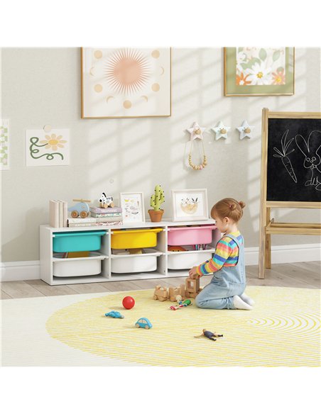 AIYAPLAY Low Height 2 Tiers Storage Organiser, Kids Toy Storage Unit with 6 Removable Bins for Bedroom, Nursery, Playroom - pic 174913 | FastDaddyshop