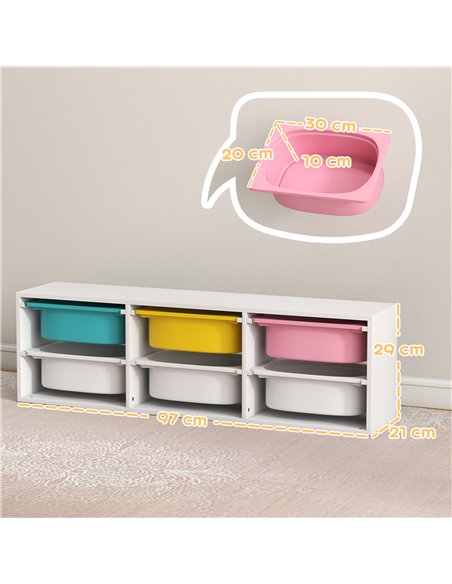 AIYAPLAY Low Height 2 Tiers Storage Organiser, Kids Toy Storage Unit with 6 Removable Bins for Bedroom, Nursery, Playroom - pic 174914 | FastDaddyshop